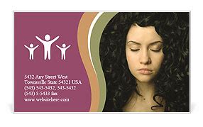 Woman with Black Curly Hair Business Card Template & Design ID 0000014677 - SmileTemplates.com