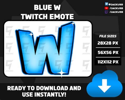 BLUE W Emote Twitch Emote Discord Emote Facebook Emote - Etsy UK