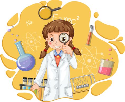 Scientist girl cartoon character with laboratory equipments 6927394 Vector Art at Vecteezy