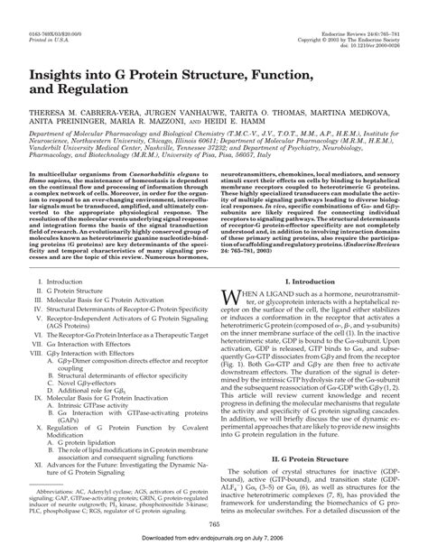 (PDF) Insights into G Protein Structure, Function, and Regulation