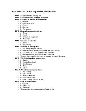 MEDEVAC 9Line request for information - Fill and Sign Printable Template Online