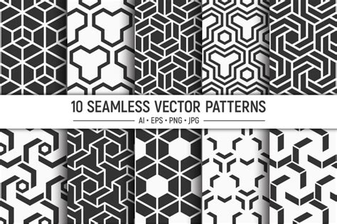 10 seamless geometric vector patterns By AVK Studio | TheHungryJPEG.com