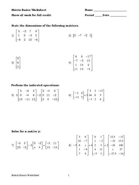 Worksheet Matrices Worksheets Matrix Worksheets Sections — db-excel.com