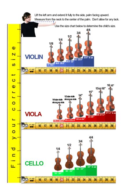 Strings Sizing Chart Violin Viola Cello Lessons - Irvine Academy of Music