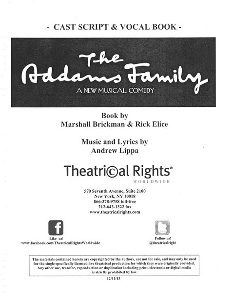 Addams Script - This is the musical of the Addams family - CAST SCRIPT ...