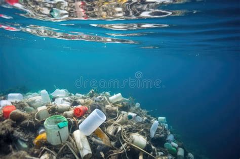 Pile of Plastic Garbage in the Ocean Stock Illustration - Illustration of water, ecological ...