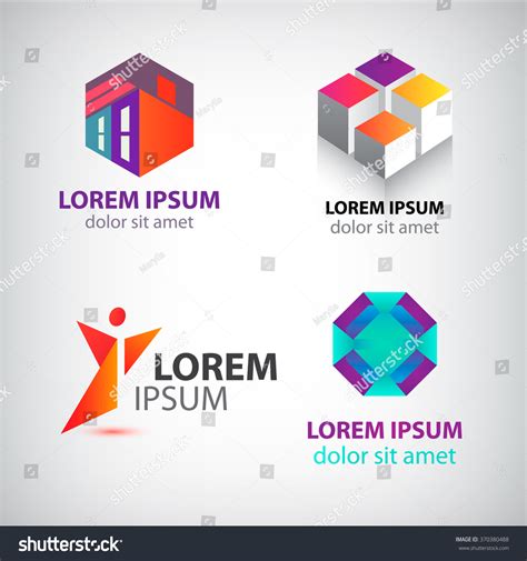 Vector Set Abstract Shapes Abstract Logos Stock Vector 370380488 ...