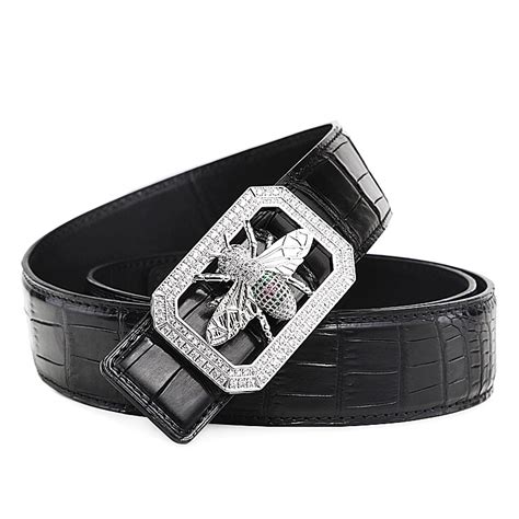 Luxury Alligator Skin Belt with Natural Zircons and Kylin Pattern Pin ...