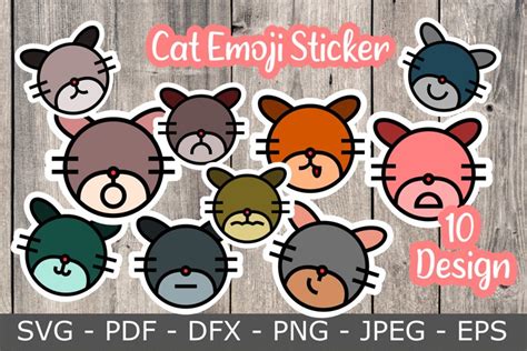 cat emoji sticker, printable sticker, planner sticker