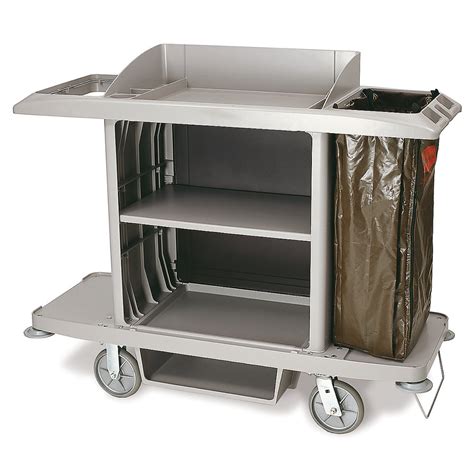 Rubbermaid 6189 Gray Full Size Housekeeping Cart (FG618900PLAT)