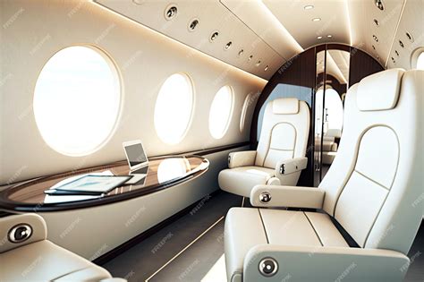 Premium Photo | Empty white business jet aircraft interior with stylish ...