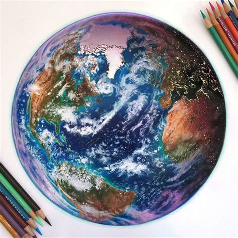 Earth Drawing | Earth drawing, Earth drawings, Realistic drawings