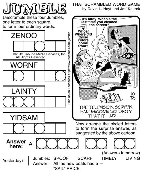 Sample Of Horizontal Sunday Jumble Crosswords | Tribune Content ...