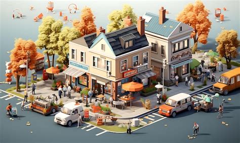 Premium AI Image | Isometric of Suburban Neighborhood Street Peaceful Street Scene Fried Ric 3D ...