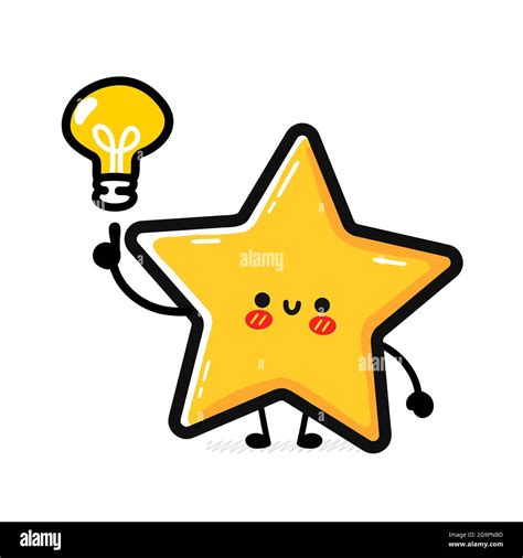 Cute funny happy star sign character. Vector hand drawn cartoon kawaii character illustration ...