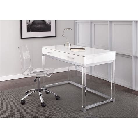 Steve Silver Everett Chrome and Acrylic Writing Desk and Swivel Chair Set | A1 Furniture ...