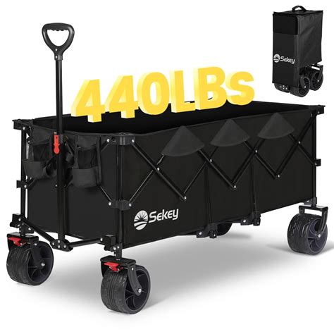 Sekey Collapsible Foldable Extended Wagon with 440lbs Weight Capacity, Heavy Duty Folding ...