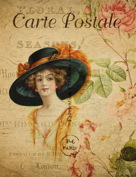 Woman Vintage Floral Postcard Free Stock Photo - Public Domain Pictures