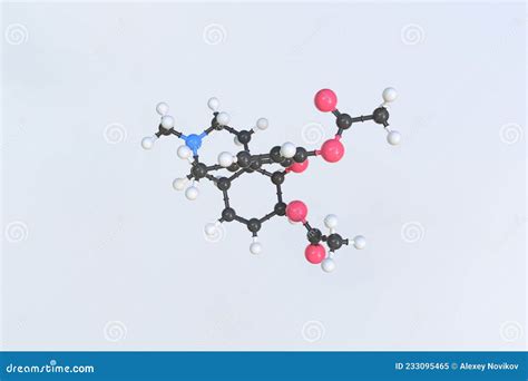 Heroin Molecule Made with Balls, Scientific Molecular Model. 3D Rendering Stock Illustration ...