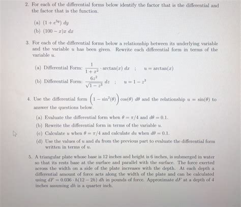 Solved 2. For each of the differential forms below identify | Chegg.com