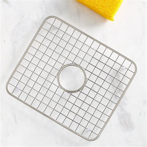 Stainless Steel Sink Grid with Hole | Crate and Barrel