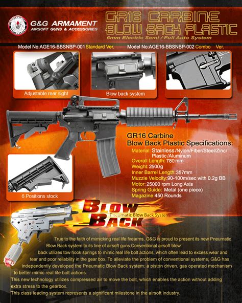 G&G Blowback GR16 DST Combat Machine Airsoft AEG Rifle - Tan (Package: Gun Only), Airsoft Guns ...