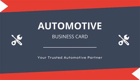 Red And Dark Blue Automotive Business Card - Venngage