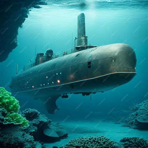 Premium AI Image | Submarine in deep sea