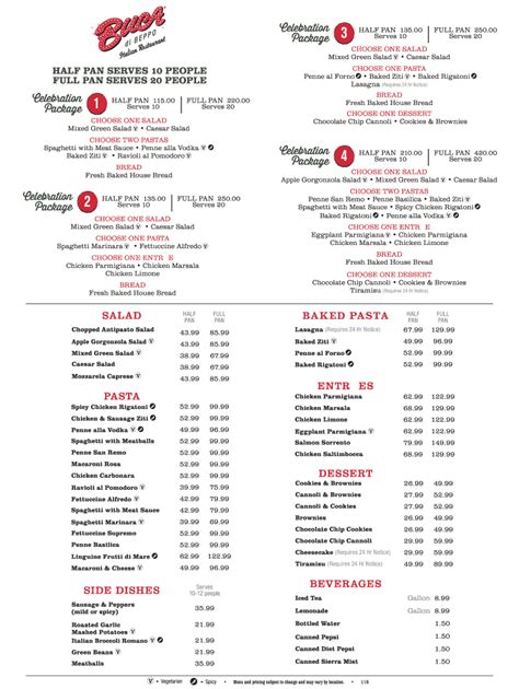 Buca Di Beppo Menu - Fill Online, Printable, Fillable, Blank | pdfFiller