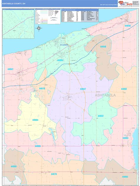 Ashtabula County, OH Wall Map Color Cast Style by MarketMAPS