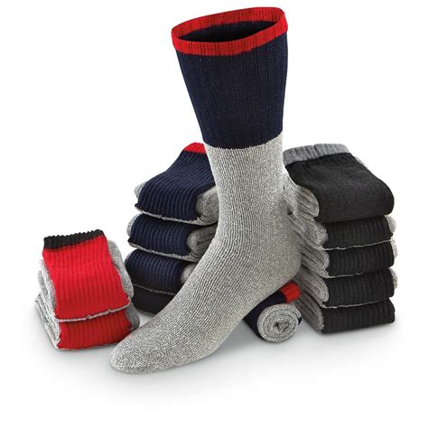 Men's Heavyweight Thermal Tube Socks, 12 Pairs - 192533, Military Socks ...