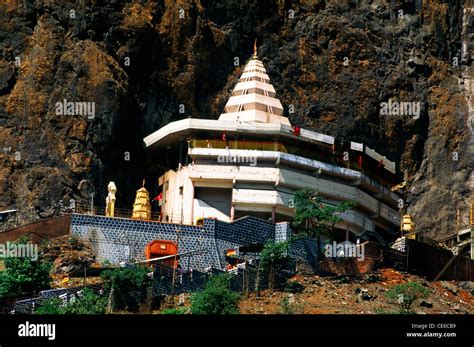 Goddess Saptashrungi devi temple on mountain ; Vani ; Nasik ; Maharashtra ; India Stock Photo ...