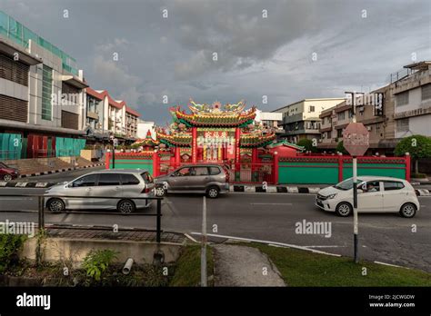 Labuan, Malaysia-June 06, 2021: View of the street in center of the ...