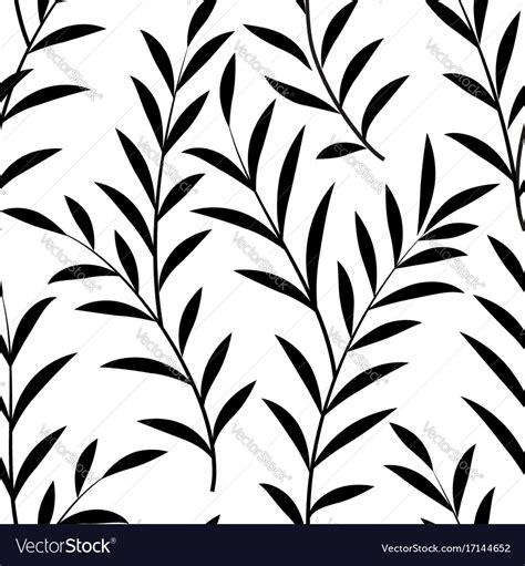 Floral leaves seamless pattern branch silhouette Vector Image