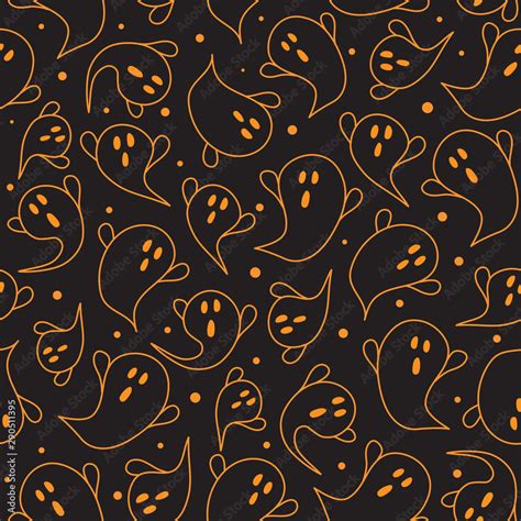 Halloween ghost seamless pattern on black background. Cute halloween ghost pattern background ...