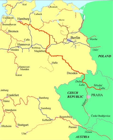 Elbe River Map Europe