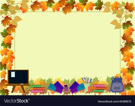 Background for september 1 with leaves and school Vector Image