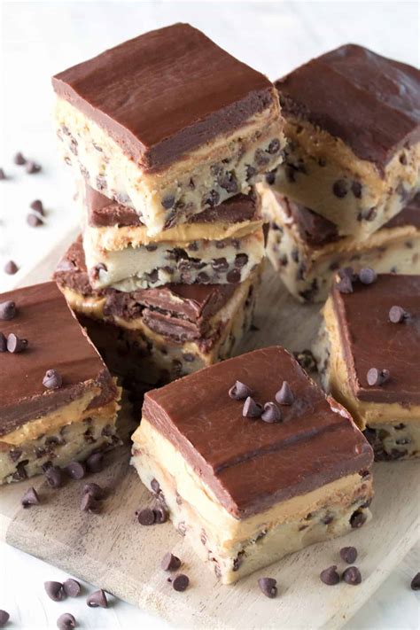 No Bake Peanut Butter Chocolate Chip Cookie Dough Bars - The Stay At ...