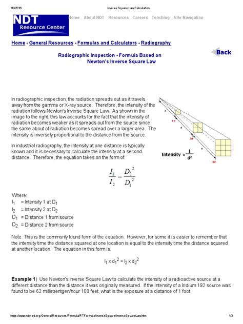 Inverse Square Law Calculation | Radiography | Radiation