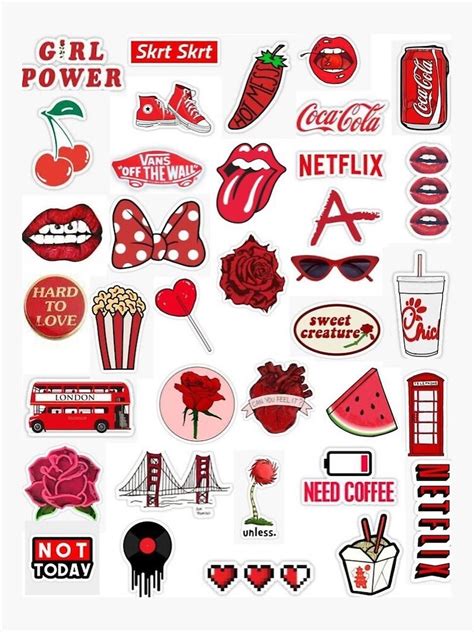 "Red Aesthetic Laptop Stickers Pack Of 36" Sticker for Sale by rojx2 ...