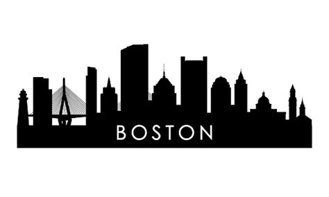 Boston Skyline Silhouette Black Boston City Design Isolated On White Background Stock ...