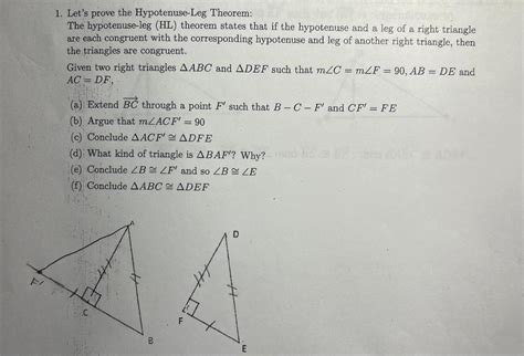 Solved 1. Let's prove the Hypotenuse-Leg Theorem: The | Chegg.com