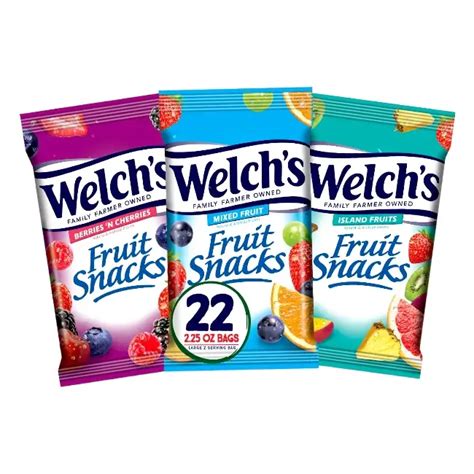 WELCH'S - GROCERY - CANDY - FRUIT SNACKS - 3 FLAVORS - MIXED FRUIT+ISLAND FRUIT+BERRIES 'N CHERRIES