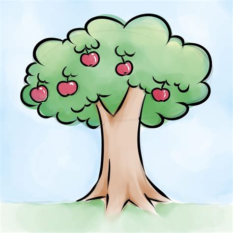 How to Draw an Apple Tree | Drawing apple, Apple tree drawing, Tree drawing