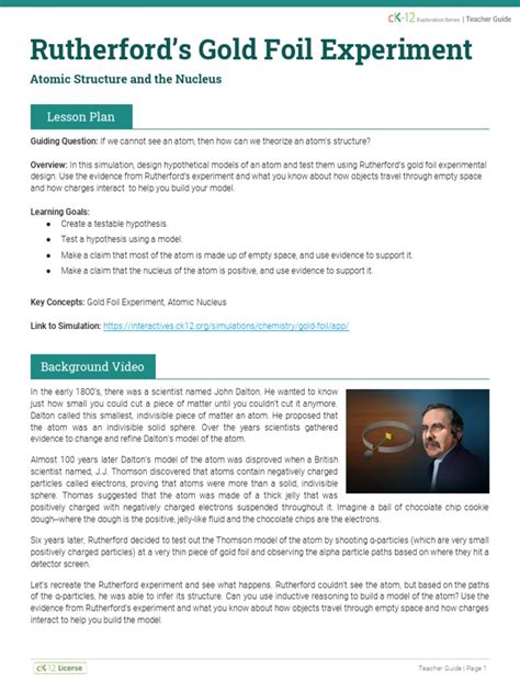21 - Rutherford's Gold Foil Experiment | PDF | Atoms | Nature