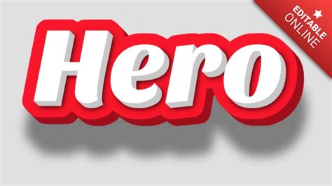 Hero | Red White 3D | Text Effect Generator