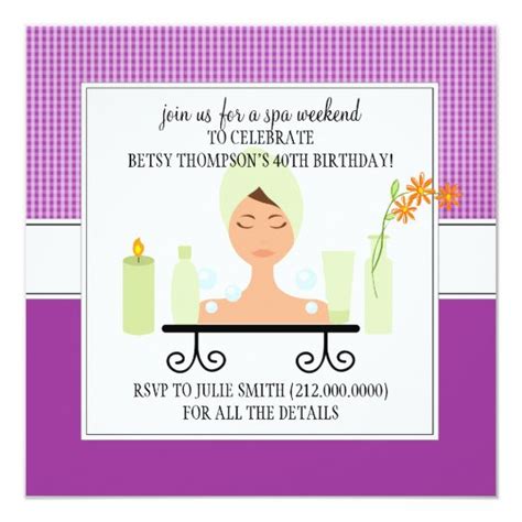 40th Birthday Spa Weekend Getaway Invitation | Zazzle