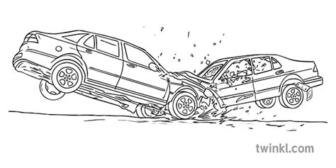 Car Crash Accident KS3 Black and White - Twinkl