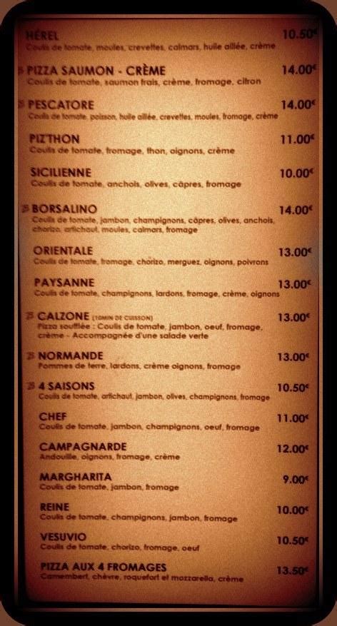 Menu at Le Borsalino restaurant, Granville