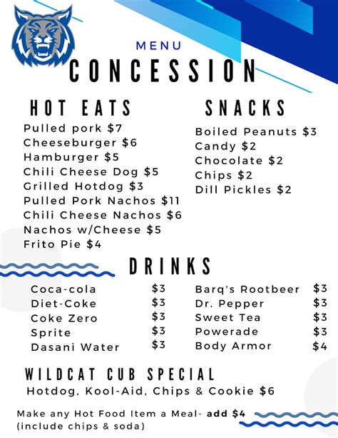 Varsity Football Concession Menu – ThePlayingCats